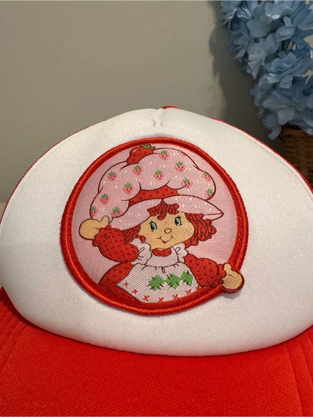 Red & White Strawberry Shortcake Patch Trucker Cap Hat